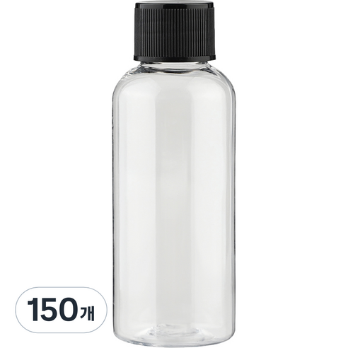 단마개 플라스틱 용기 50ml, 150개, 투명 + 블랙