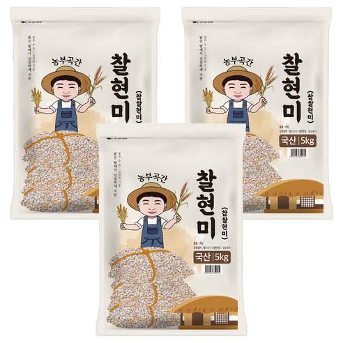 농부곡간 국산 찰현미, 5kg, 3개