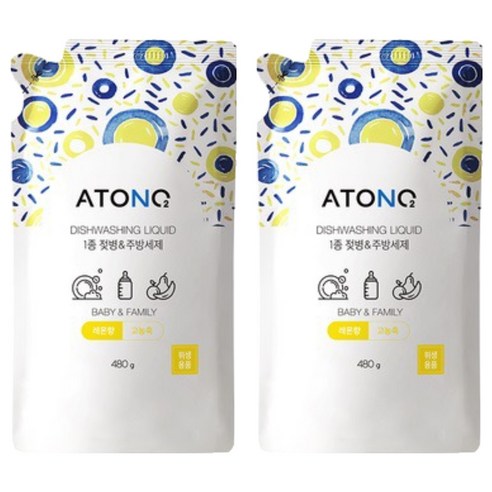 아토엔오투 1종 젖병 & 주방세제 리필 레몬향, 480g, 2개