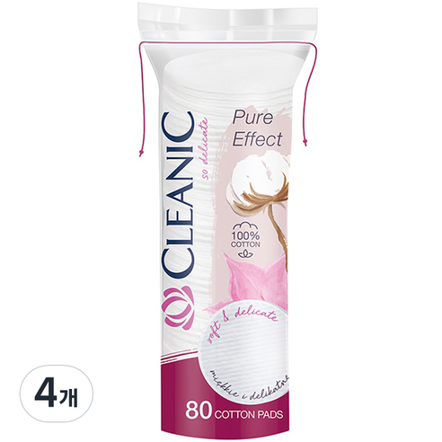 클레아닉 퓨어 이펙트 소프트 터치 화장솜, 80개입, 4개