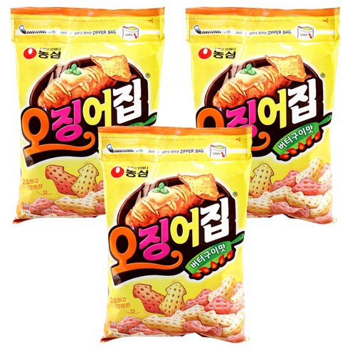 농심 오징어집 지퍼백, 260g, 3개