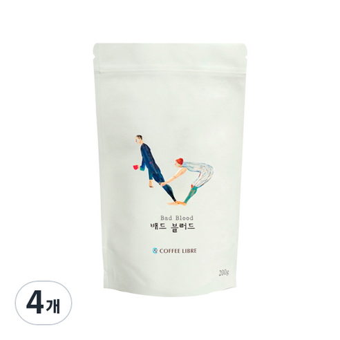 커피리브레 배드 블러드 블렌드 원두, 200g, 4개, 홀빈(분쇄안함)