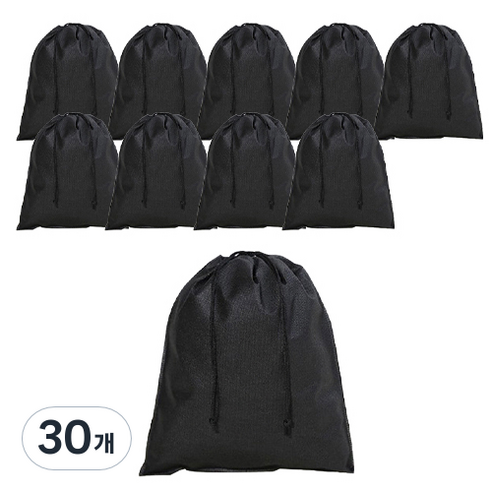 도나앤데코 라일리 부직포 주머니 M, 블랙, 30개