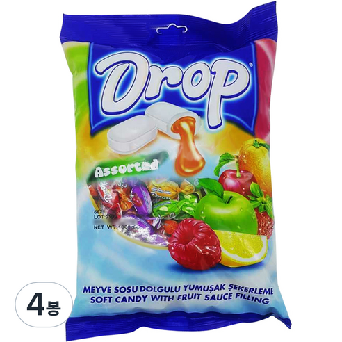 드롭 어소티드 소프트 츄잉캔디 6가지맛, 1kg, 4봉
