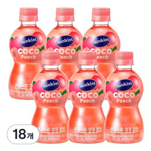 선키스트 코코 피치 음료, 300ml, 18개 팁코오렌지