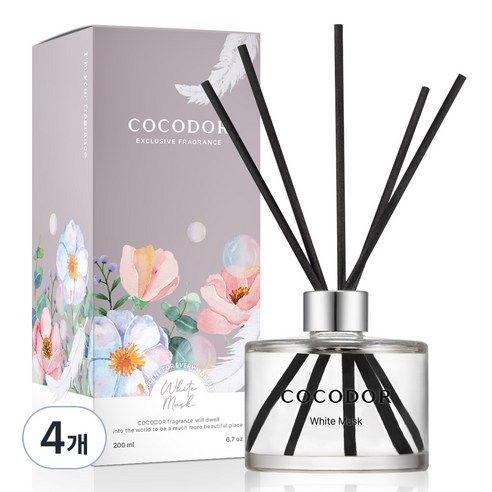 코코도르 퍼퓸 디퓨저, 화이트머스크, 200ml, 4개