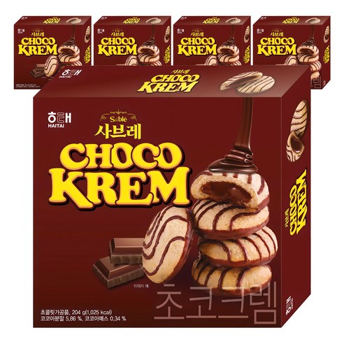 해태제과 사브레 초코크렘, 204g, 5개