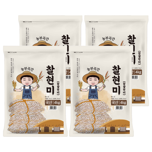 농부곡간 국산 찰현미, 4kg, 4개