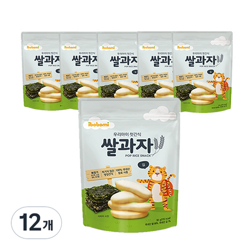 아이뽀뽀미 쌀과자 떡뻥, 김맛, 12개, 30g