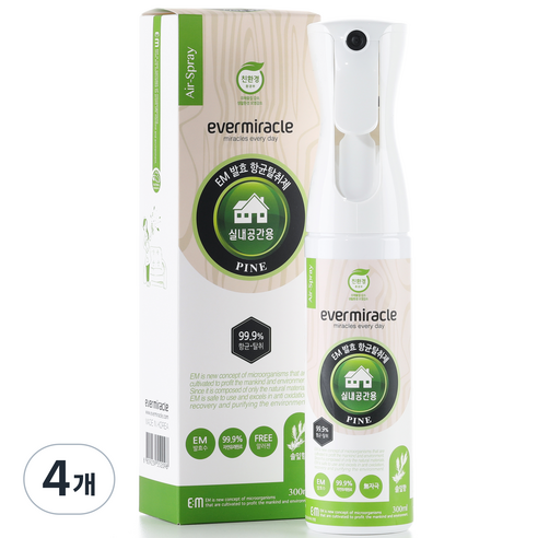 에버미라클 EM 발효 탈취제 본품 파인향, 300ml, 4개