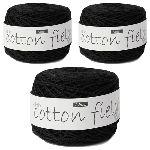 리네아 코튼 필드 뜨개실, 313 블랙, 3개