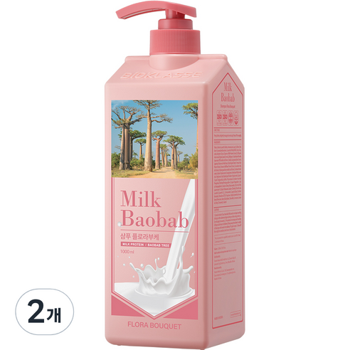 밀크바오밥 대용량 단백질 손상모 샴푸 플로라부케향, 2개, 1000ml