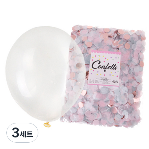 리빙다 투명풍선 30cm 50p + 컨페티 1cm 50g, 로즈그레이톤, 3세트