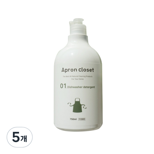 에이프런클로젯 식기세척기 세제, 750ml, 5개