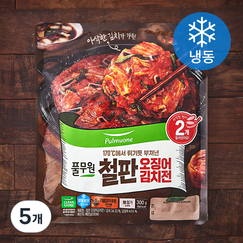 풀무원 철판 오징어 김치전 (냉동), 300g, 5개