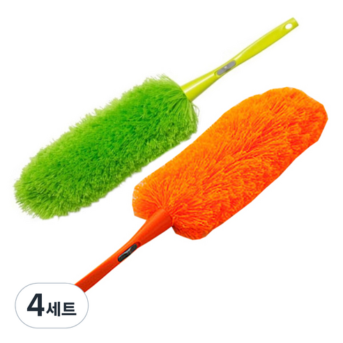 리버그린 초극세사 흡착 먼지 털이개 오렌지 + 그린, 4세트
