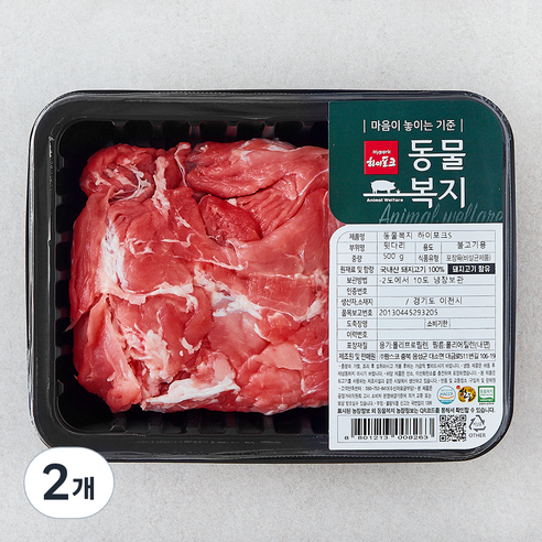 하이포크 동물복지 인증 한돈 뒷다리 불고기용 (냉장), 500g, 2개