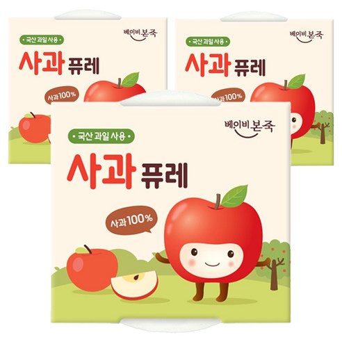 베이비본죽 과일퓨레 2p, 3개, 200g, 사과