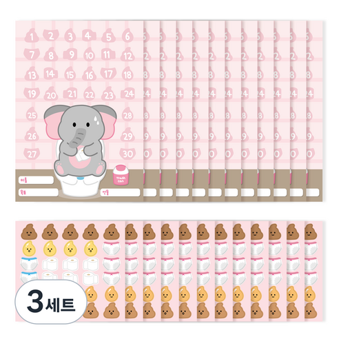워너디스 할수있어 동물 칭찬 스티커판 12p + 스티커 12p 세트, 응가을 해요, 3세트