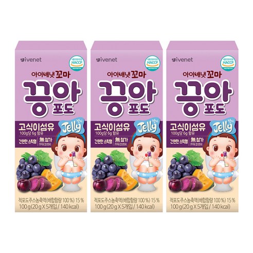 아이배냇 꼬마 끙아젤리 포도, 3개, 포도맛, 100g