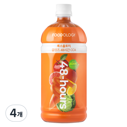 푸드올로지 톡스올로지 48시간 CCA 클렌즈주스, 1L, 4개