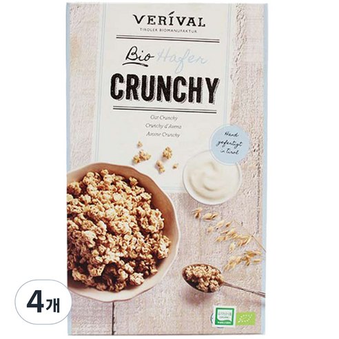베리발 유기농 오트 크런치 시리얼, 375g, 4개
