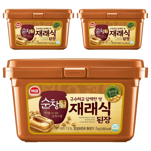 순창궁 재래식 된장, 1kg, 3개