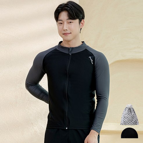 여름 바다를 수놓을 검은 파도, 아쿠아티카 남성용 래쉬가드 집업 상의 AQAMAK 집업래쉬가드