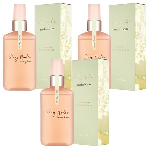 바디홀릭 스테이누디 헤어 앤 바디미스트 선데이 브리즈, 100ml, 3개