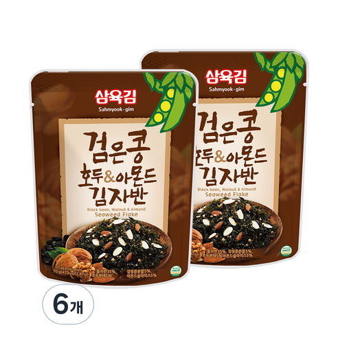 삼육김 검은콩 호두 아몬드 김자반, 70g, 6개