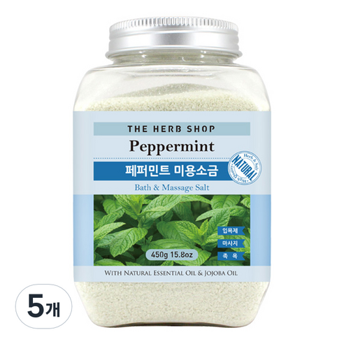더허브샵 페퍼민트 미용소금, 450g, 5개