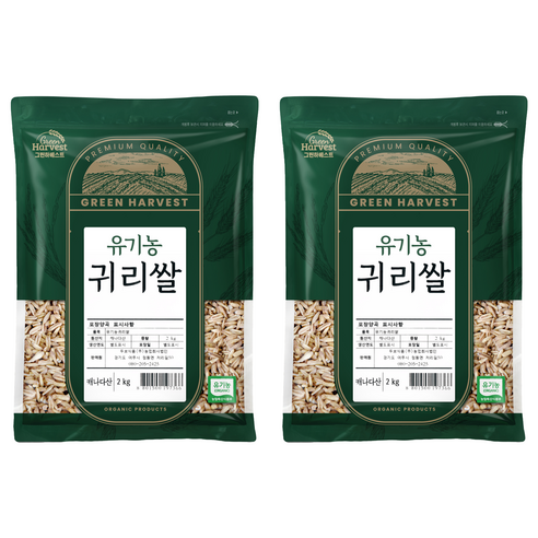 그린하베스트 캐나다산 유기농 귀리쌀, 2kg, 2개