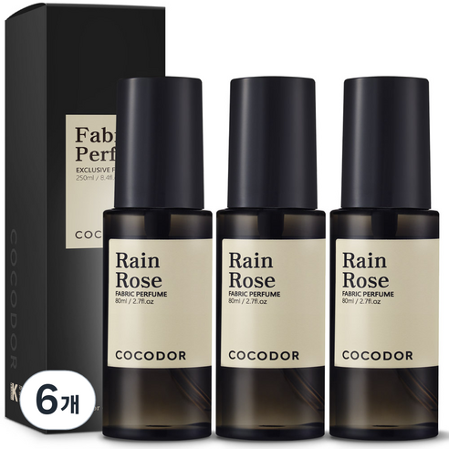 코코도르 룸 앤 패브릭 퍼퓸 섬유탈취제, 80ml, 6개, 레인 로즈