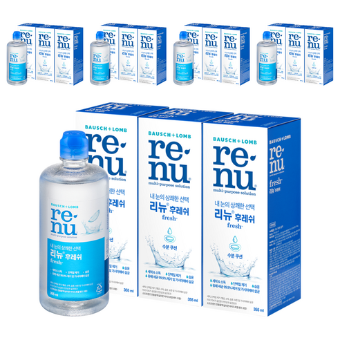 리뉴 후레쉬 렌즈 보존액 + 렌즈케이스 3p, 355ml, 15개