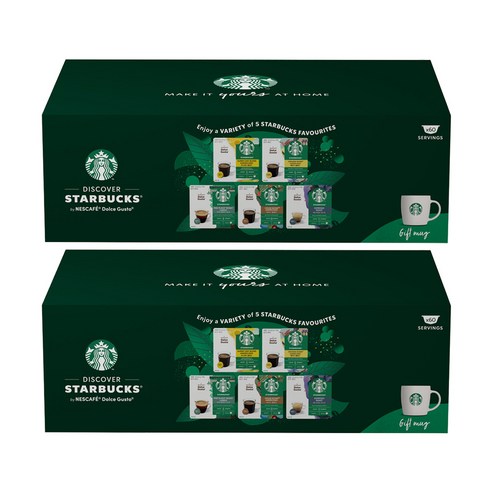 스타벅스 돌체구스토 버라이어티 팩, 커피 5종 + 머그잔 370ml, 2세트