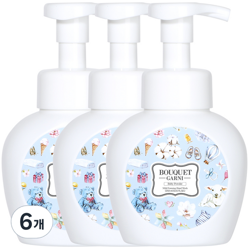 부케가르니 마일드 포밍 핸드워시 베이비파우더향, 6개, 250ml