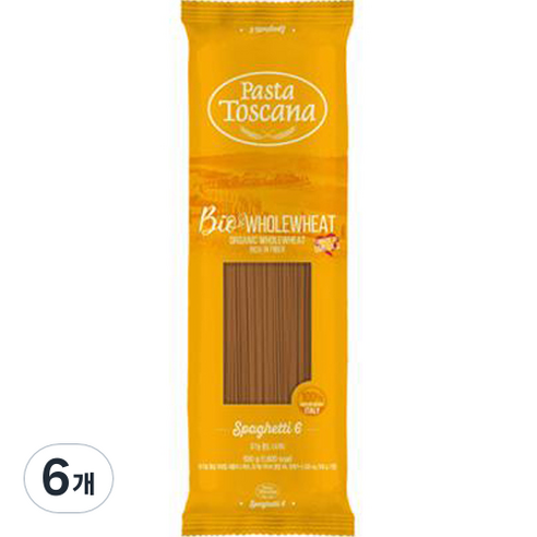 파스타토스카나 유기농 통밀 스파게티, 500g, 6개