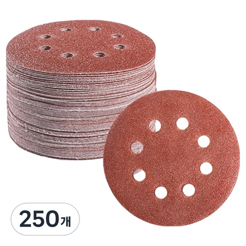 OON 원형 사포 샌딩 페이퍼 8홀 1200방 125mm, 250개