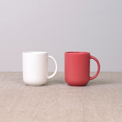 보울보울 국산 레트로라인 핸들머그 360ml, 밀크화이트+로제핑크, 2개