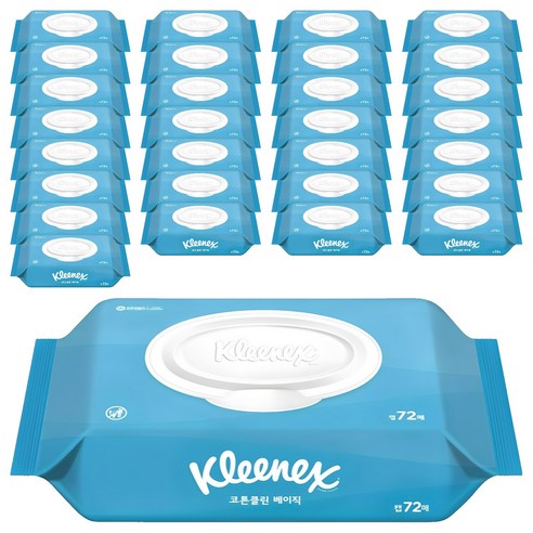 크리넥스 코튼클린 베이직, 40g, 72매, 60개