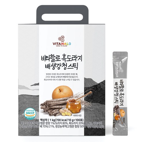 비타할로 흑도라지 배 생강 청 스틱, 1개, 1kg