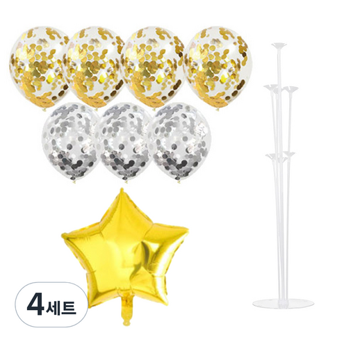 파티쇼 풍선꽂이장식세트 70cm, 은박컨페티 1번, 4세트