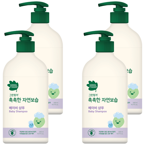 그린핑거 촉촉한 자연보습 베이비 샴푸, 500ml, 4개