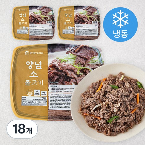 에브리쿡 양념 소불고기 (냉동), 300g, 18개