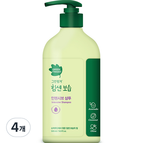 그린핑거 힘센보습 인텐시브 샴푸, 500ml, 4개