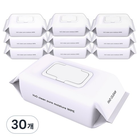 H2O클린 초순수 엠보싱 물티슈 캡형, 50g, 100매, 30개
