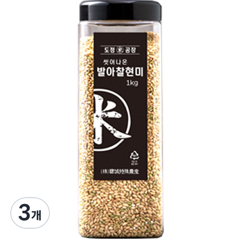 도정공장 씻어나온 발아찰현미, 1kg, 3개