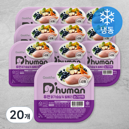 듀먼 전연령용 강아지 눈가반짝 화식사료, 닭, 50g, 20개