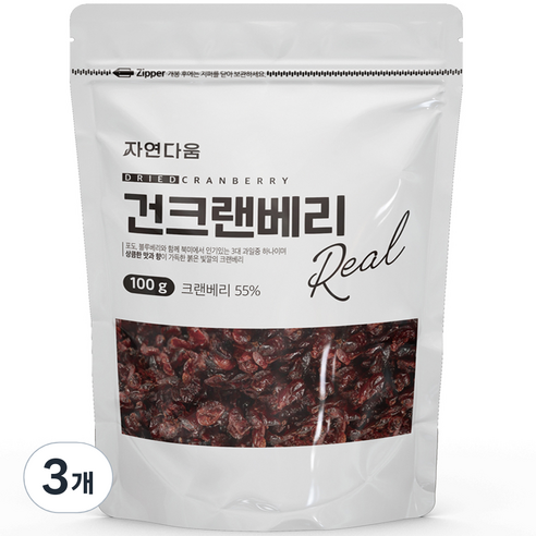 자연다움 건크랜베리, 100g, 3개