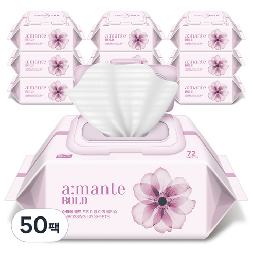 amante 유아용 볼드 물티슈 캡형, 75g, 72매, 50세트
